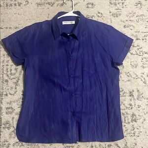 Valerie Stevens Pure Linen Deep Blue Shirt SZ L